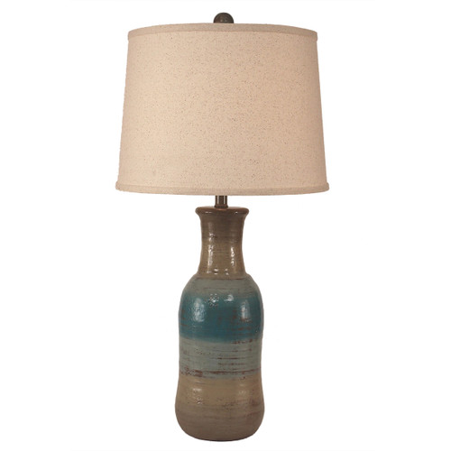 Aqua & Tan Bottle Table Lamp
