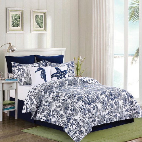 Indigo Coral Quilt Bedding Collection