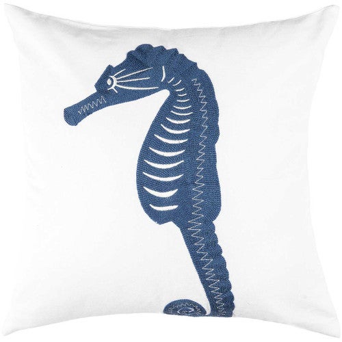 Indigo Coral Seahorse Pillow