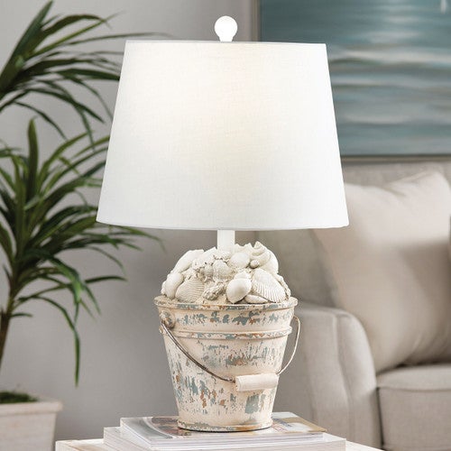 Sandy Beach Seashell Bucket Table Lamp