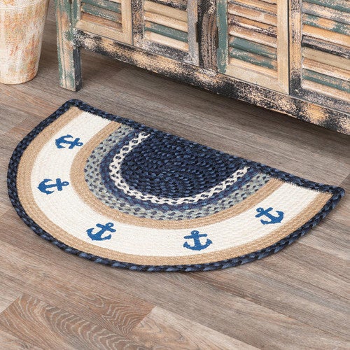 Blue Anchors Braided Slice Rug