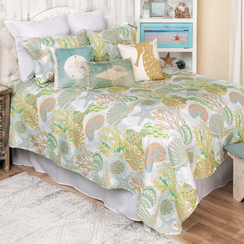 Coral Reef & Shells Quilt Bed Set - Queen