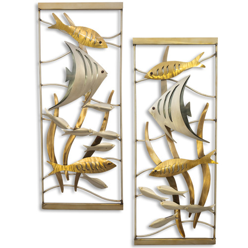 Aquarium Scene Vertical Metal Wall Art - Set of 2