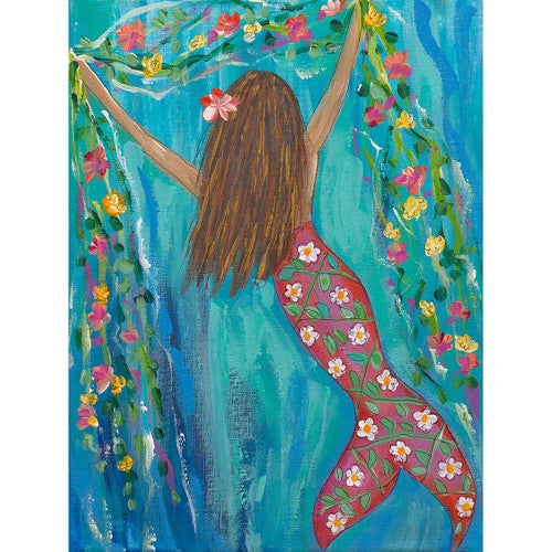 Floral Mermaid III Canvas Wall Art