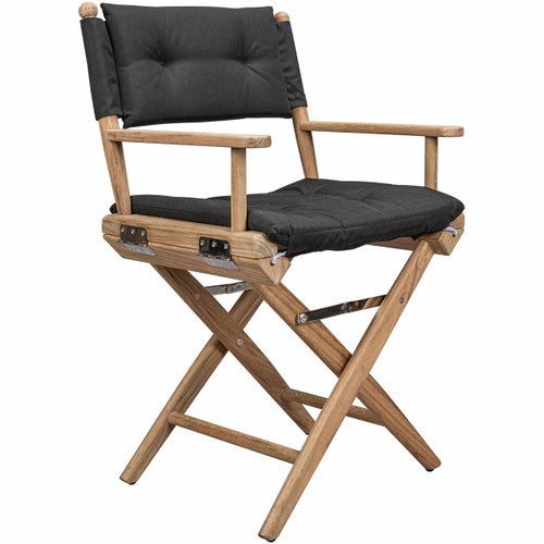 Teak Director's Chair with Black Cushioned Seat Cover