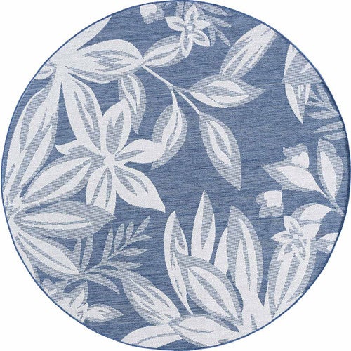 Fiji Flowers Blue Rug - 7 Ft. Round - OUT OF STOCK UNTIL 05/28/2025