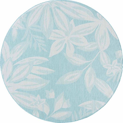 Fiji Flowers Aqua Rug - 5 Ft. Round