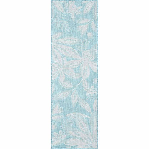 Fiji Flowers Aqua Rug - 2 x 7