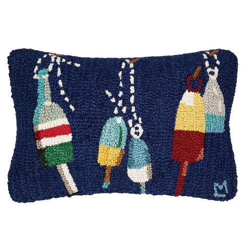 Colorful Buoys Hooked Wool Pillow