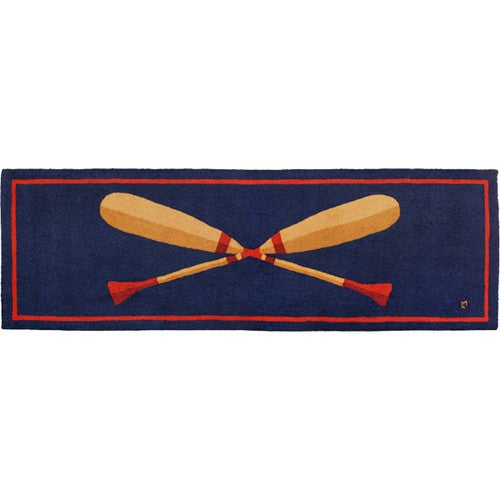 Crossed Paddles Hooked Wool Rug