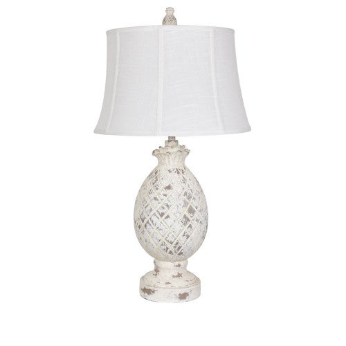 Whitewashed Pineapple Table Lamps - Set of 2