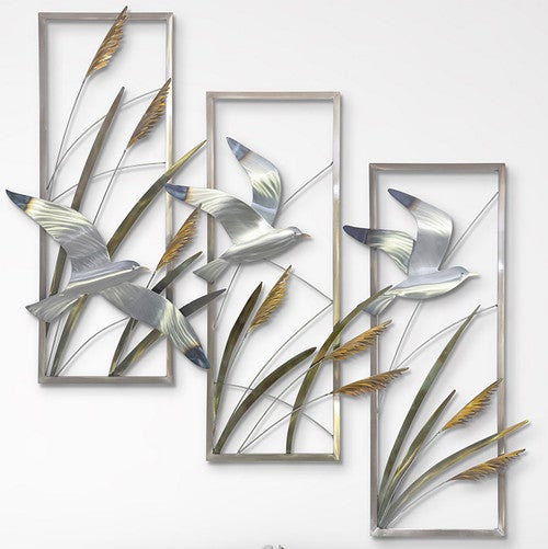 Seagulls Stainless Steel Triptych - Set of 3
