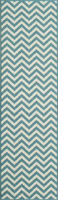Baja Chevron Blue Rug - 2 x 8