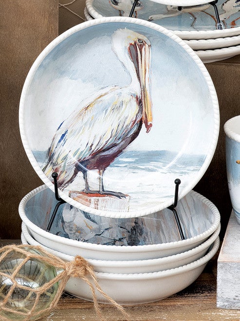 Seaside Birds Ceramic Soup Bowls - Set of 4