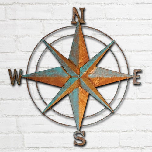 Verdigris Compass Rose Wall Art