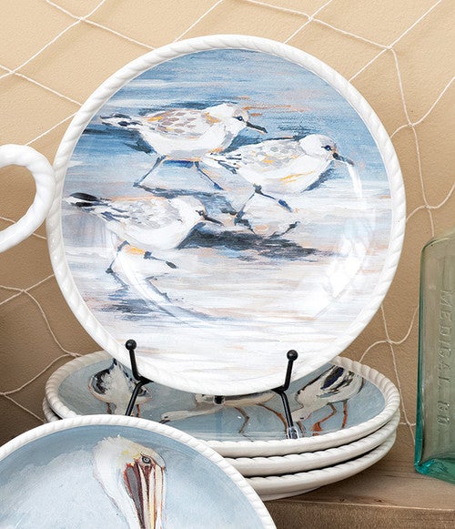 Seaside Birds Ceramic Salad Plates - Set of 4