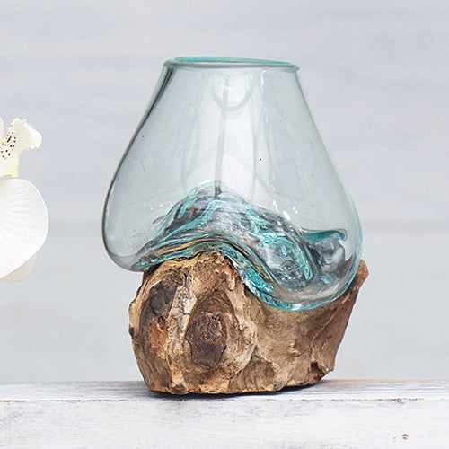 Organic Blown Glass & Root Bowl - Small