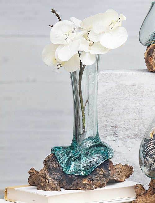 Organic Blown Glass & Root Vase