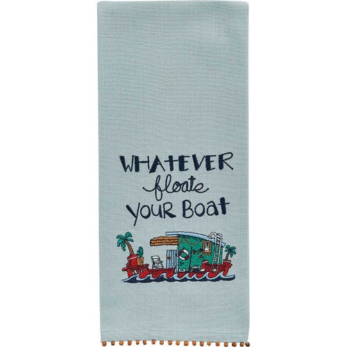 Floats Your Boat Embroidered Dishtowel - Set of 2