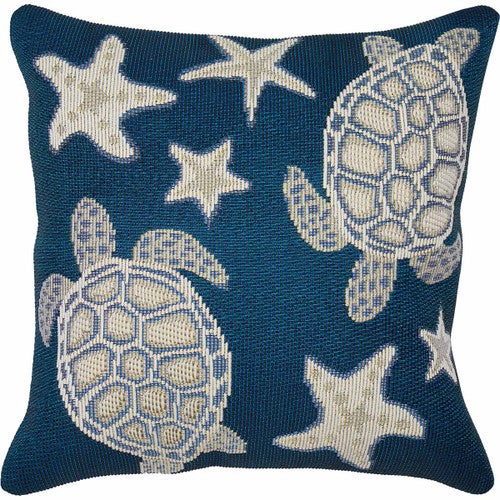 Aruba Turtle & Shells Accent Pillow - Navy