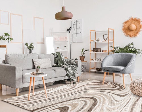 Wavy Ripples Brown Indoor/Outdoor Rug Collection