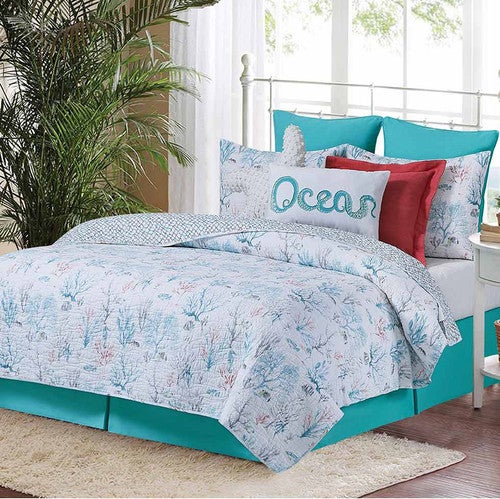 Coral Ocean Quilt Bed Set - King - OVERSTOCK