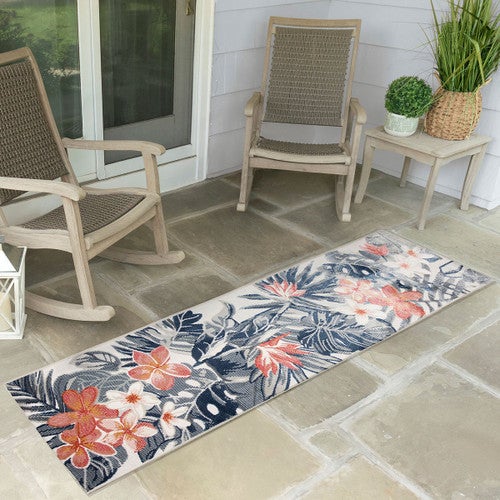 Coral Hibiscus Indoor/Outdoor Rug - 2 x 8