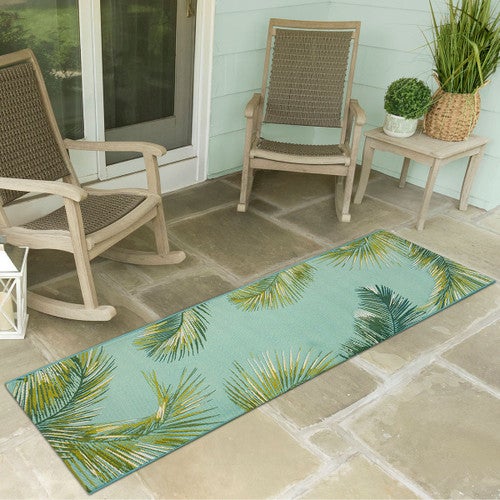 Paia Palms Aqua Indoor/Outdoor Rug - 2 x 8