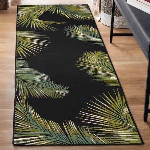 Paia Palms Black Indoor/Outdoor Rug - 2 x 8