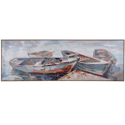 Dockside Boats Framed Canvas