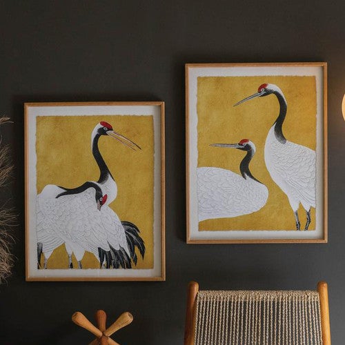 Modern Heron Framed Prints - Set of 2