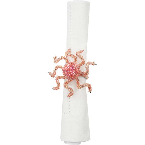 Beaded Coral Octopus Napkin Rings - Set of 6