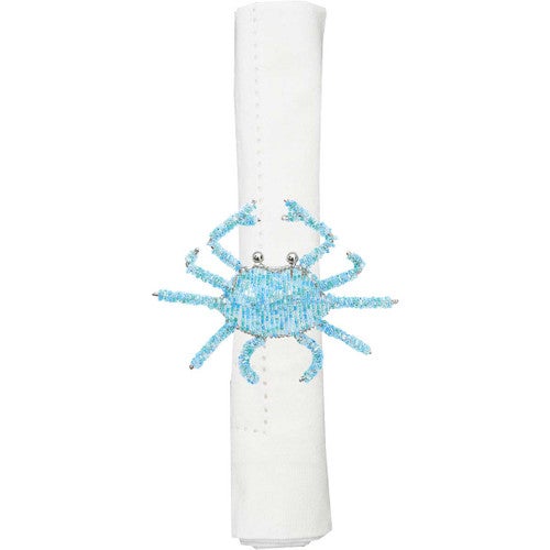 Beaded Blue Crab Napkin Rings - Set of 6