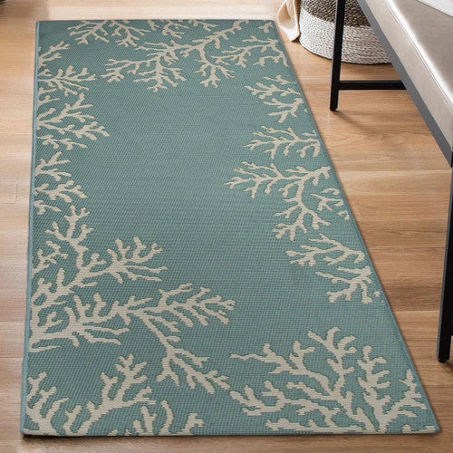 Aqua Coral Cluster Rug - 2 x 5