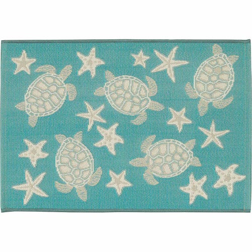 Aqua Turtle Stars Rug - 2 x 3 - OUT OF STOCK UNTIL 04/23/2025