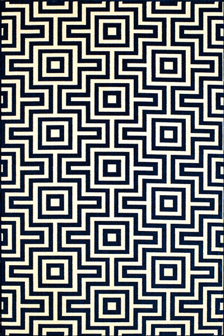 Baja Navy Fret Rug - 2 x 4