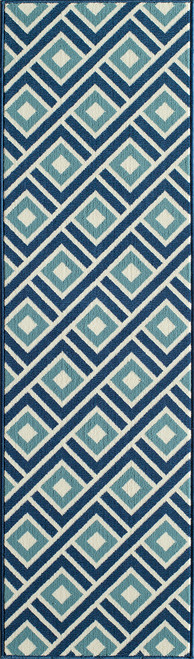 Baja Turkish Tile Blue Rug - 2 x 8