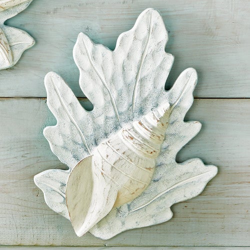 Shell on Aqua Reef Wood Wall Art