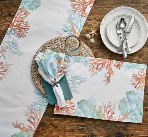 Watercolor Coral Reef Table Linens