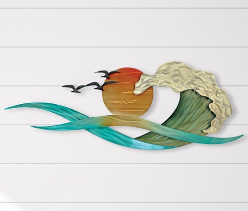 Sunset Waves Metal Wall Art