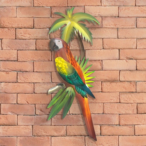 Red Macaw Palm Metal Wall Art