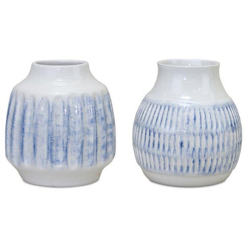 Faded Sky Ceramic Vases - Set of 2