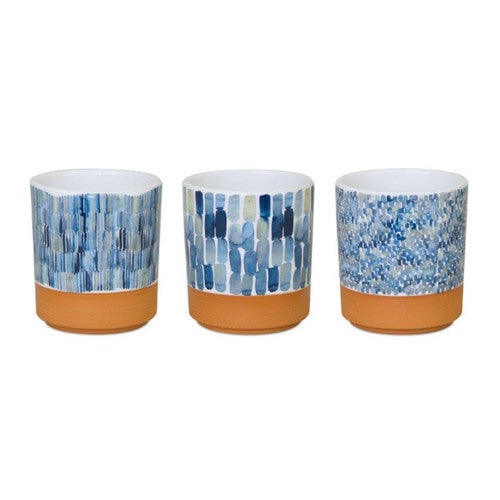 Elegant Blue Mini Pots - Set of 3