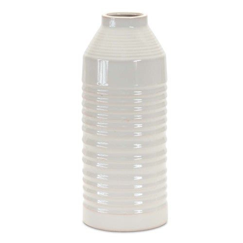 Pearl Earthenware Ribbed Vase - Large