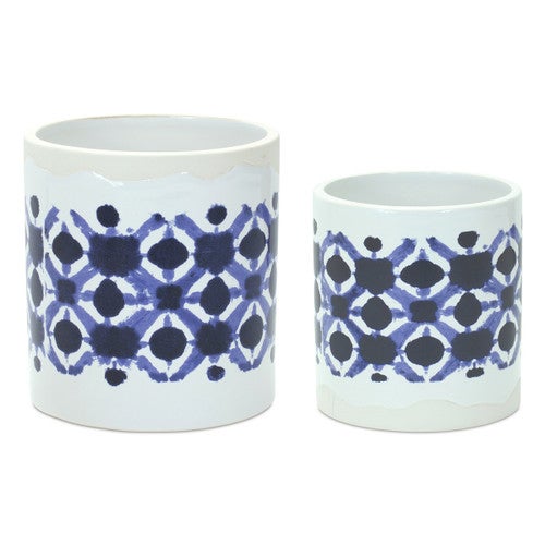 Abstract Blue Pots - Set of 2