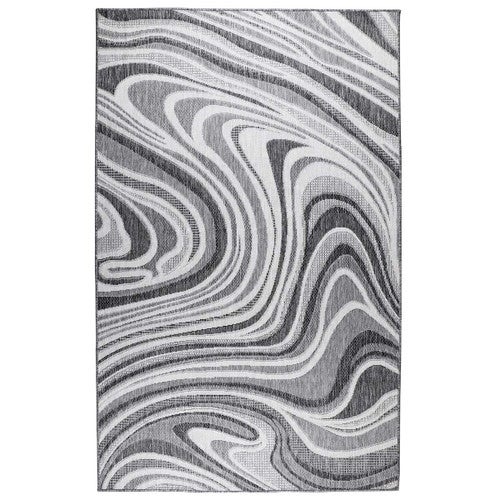 Nautical Waves Charcoal Indoor/Outdoor Rugs