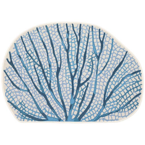Coral Fan Navy Indoor/Outdoor Rug - 2 x 3 - OUT OF STOCK UNTIL 05/06/2026