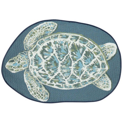 Blue Turtle Shaped Indoor/Outdoor Mat - OUT OF STOCK UNTIL 05/28/2025