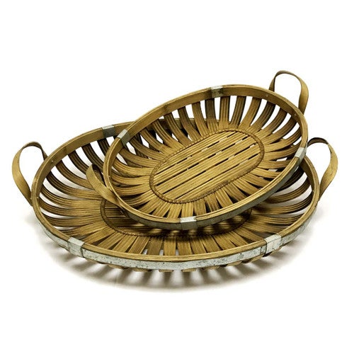 Bamboo Nesting Oval Baskets - Set of 2