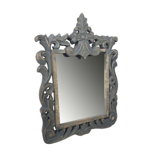 Tropical Impression Gray Washed Framed Mirror
